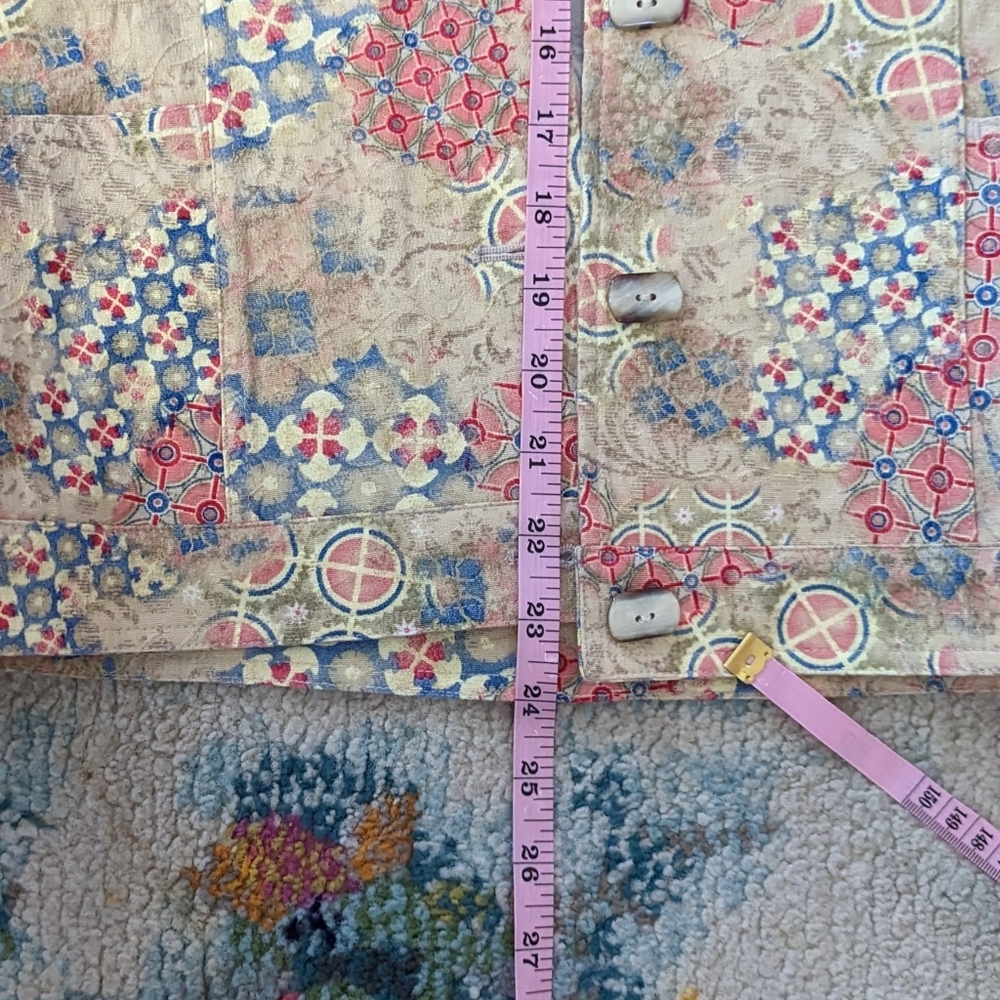Christopher & Banks Stretch Cotton Multi Pattern Button Up Jacket Size L - Picture 13 of 13